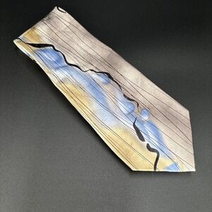 J. Jerry Garcia Beige Blue Gray Black Silver Drummers Collection 53 Necktie